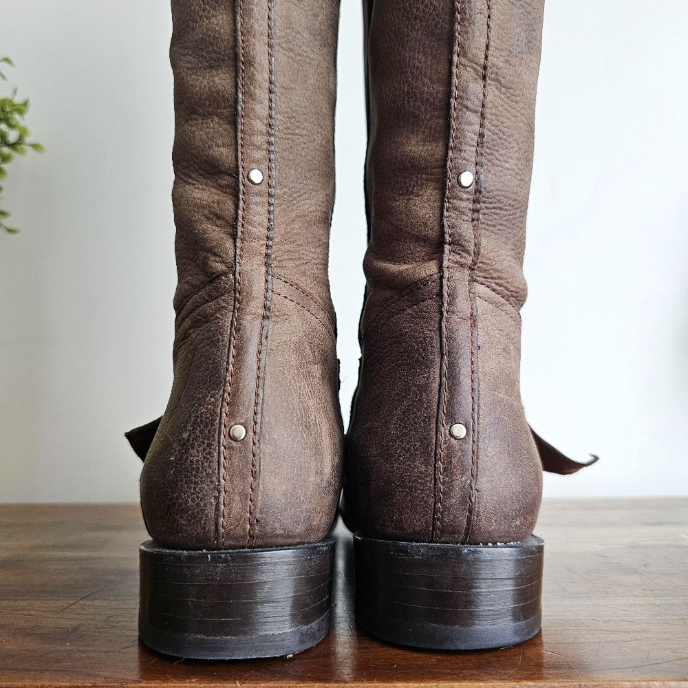 DV By Dolce Vita Brown Leather Equestrian Riding Knee High Rustic Tall Boots 8.5 - Picture 8 of 16